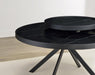Briggs Round Marble Printed Glass Top Coffee Table Black