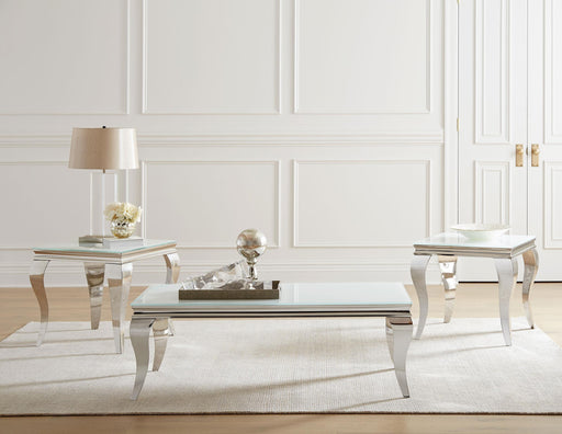 Carone 3-piece Glass Top Coffee and End Table Set White
