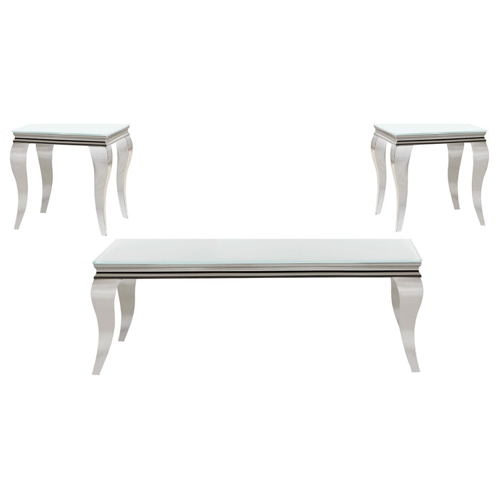 Carone 3-piece Glass Top Coffee and End Table Set White