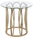 Monett Round Glass Top Side End Table Chocolate Chrome
