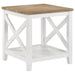 Hollis Square Wood End Table With Shelf Brown and White