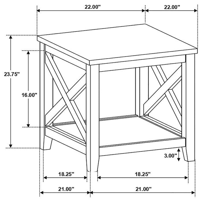 Hollis 3-piece Square Coffee and End Table Set White
