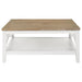 Hollis Square Wood Coffee Table With Shelf Brown and White
