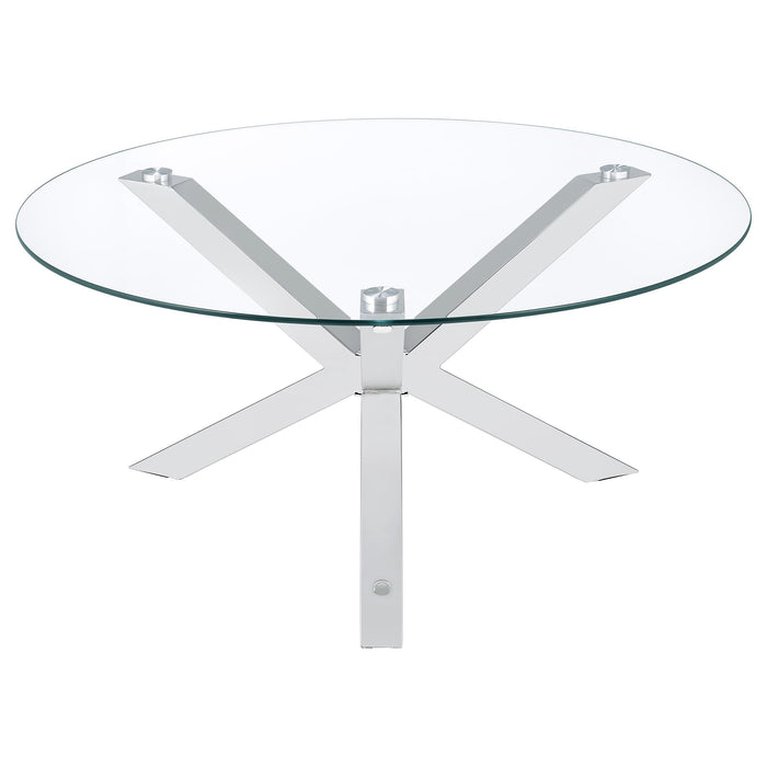 Kenzie 2-piece Round Coffee and End Table Set Chrome