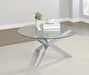 Kenzie Round Tempered Glass Top Cocktail Coffee Table Chrome