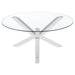 Kenzie Round Tempered Glass Top Cocktail Coffee Table Chrome