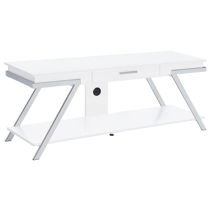Marcia 1-drawer Wood 60-inch TV Stand White High Gloss