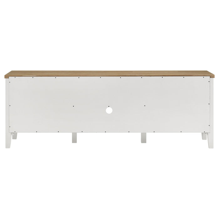 Hollis 2-door Wood 67-inch TV Stand with Drawer Brown and White