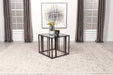 Adri Rectangular Glass Top Side End Table Black Nickel