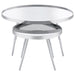 Kaelyn 2-Piece Round Mirror Top Nesting Coffee Table Chrome