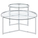 Delia 2-Piece Round Glass Top Nesting Coffee Table Chrome