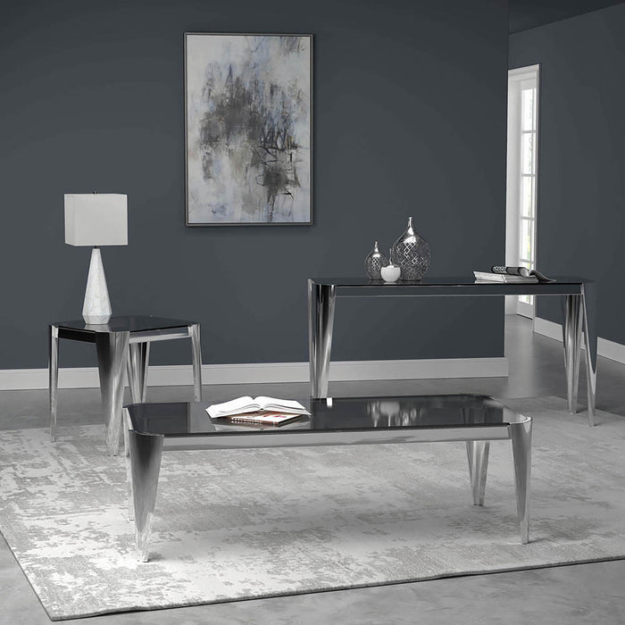 Square Smoked Glass Top Stainless Steel End Table Chrome