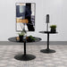 Ganso Round Metal End Table With Tempered Glass Top Black