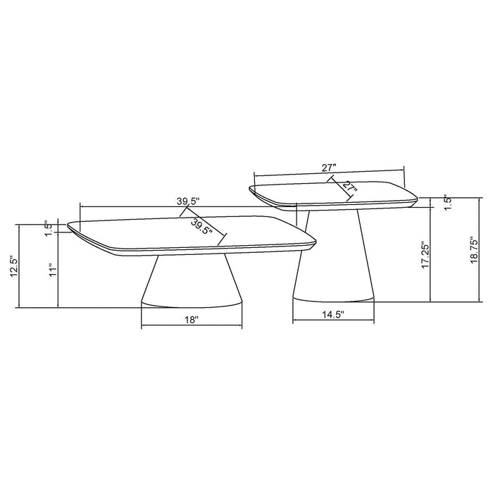 Eason 2-piece Coffee Table Set Walnut and Black
