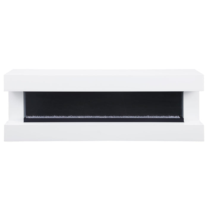 Vallerie 71-inch TV Stand with Visual Flame Box White