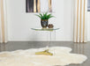 Janessa Round Glass Top Acrylic Leg End Table Matte Brass
