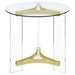 Janessa Round Glass Top Acrylic Leg End Table Matte Brass