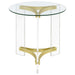 Janessa Round Glass Top Acrylic Leg End Table Matte Brass