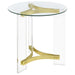 Janessa 2-piece Acrylic Coffee and End Table Set Matte Brass
