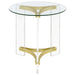 Janessa 3-piece Acrylic Coffee and End Table Set Matte Brass