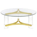 Janessa Round Glass Top Acrylic Leg Coffee Table Matte Brass