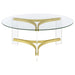 Janessa Round Glass Top Acrylic Leg Coffee Table Matte Brass