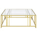 Adri Square Glass Top Coffee Table with Casters Matte Brass