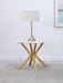 Visalia Faux Marble Top Stainless Steel End Table Gold