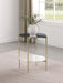 Jonelle Round Glass Top End Table White Marble Shelf Gold