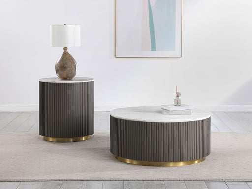 Jason 2-piece Round Marble Coffee and End Table Set White