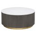 Jason Round Marble Top Coffee Table White and Charcoal