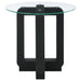 Acklin Round Clear Glass Top Side End Table Black