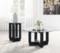 Acklin Round Clear Glass Top Side End Table Black