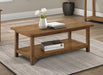 Payne Wood Coffee Table with Shelf Distressed Brown