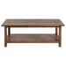 Payne Wood Coffee Table with Shelf Distressed Brown
