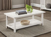 Payne Wood Coffee Table with Shelf Distressed White