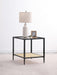 Amherst Glass Top Metal with Cane Shelf End Table Black_x000D_