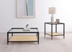 Amherst Glass Top Metal with Cane Shelf End Table Black_x000D_