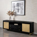 Arini Rattan Cane 2-door TV Stand Media Console Black