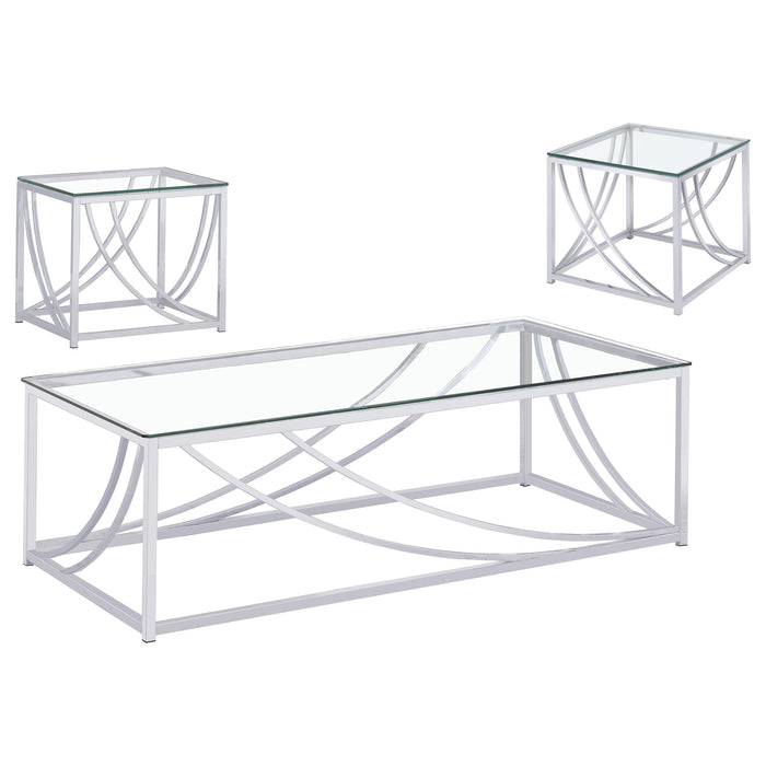 Lille 3-piece Glass Top Coffee And End Table Set Chrome