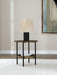 Delfin Round Glass Top Side End Table Black and Brown