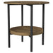 Delfin Round Glass Top Side End Table Black and Brown