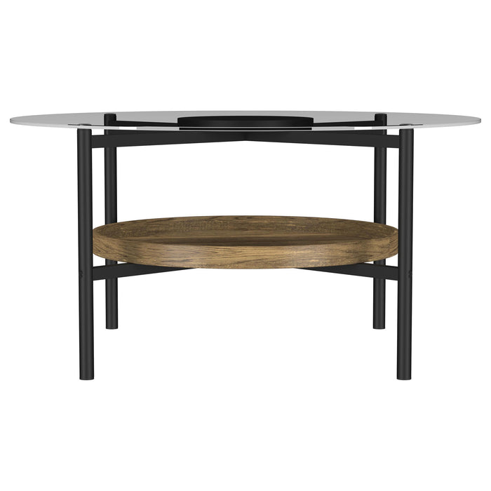 Delfin 2-piece Round Coffee and End Table Set Brown