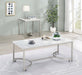 Leona Faux Marble Coffee Table with Casters Satin Nickel