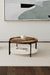 Adhvik Round Wood Top Marble Shelf Coffee Table Natural