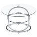 Warren 3-piece Oval Glass Top Coffee Table Set Chrome