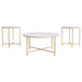 Ellison 3-piece Round Marble Coffee and End Table Set White