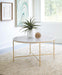Ellison Round Marble Top Coffee Table White and Gold
