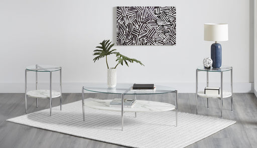 Cadee 3-piece Oval Coffee and End Table Set Chrome