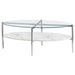 Cadee Oval Glass Top Coffee Table White and Chrome